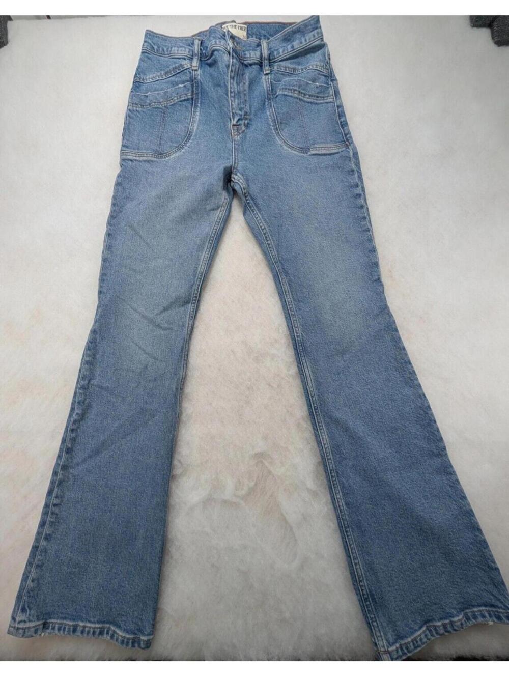 We The Free Denim Straight Jeans Blue Medium Wash Pockets Women's Size 30